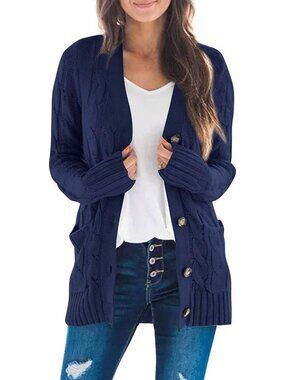 Cozy Long Sleeve Open Front Cable Knit Cardigan Sweater for Fall & Winter
